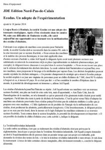 JOURNAL DES ENTREPRISES ANVIER-2014 : Traitement des déchets infectieux et hospitaliers, DASRI - ECODAS