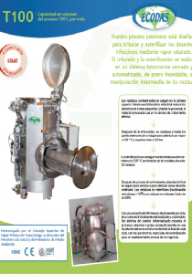 Hoja de datos T100: máquina de tratamiento de residuos hospitalarios