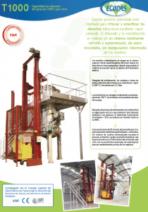 Hoja de datos T1000: máquina de tratamiento de residuos infecciosos