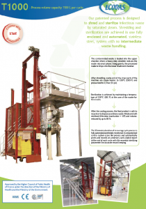 Data sheet T1000 : infectious waste treatment machine