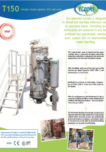 Data sheet T150 : biomedical waste treatment machine