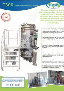 Data sheet T300 : medical waste treatment machine