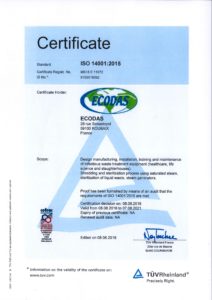 ISO 14001 : 2015 CERTIFICATE
